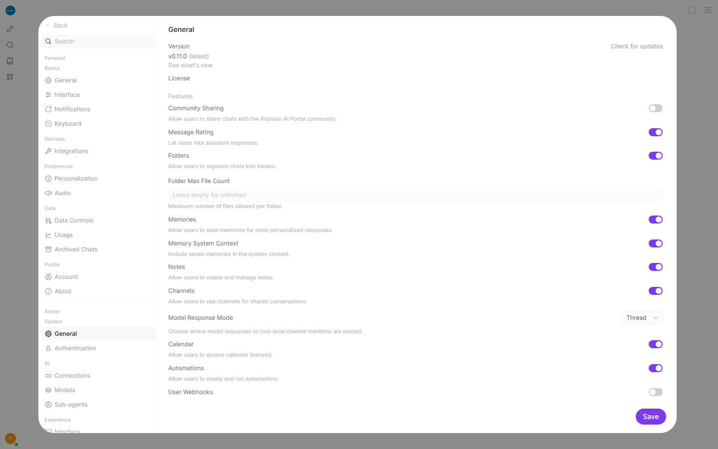Admin Panel — System Settings